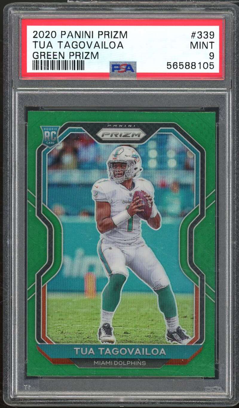 Tua Tagovailoa Rookie Card 2020 Panini Prizm Green #339 PSA 9 (look) Image 1