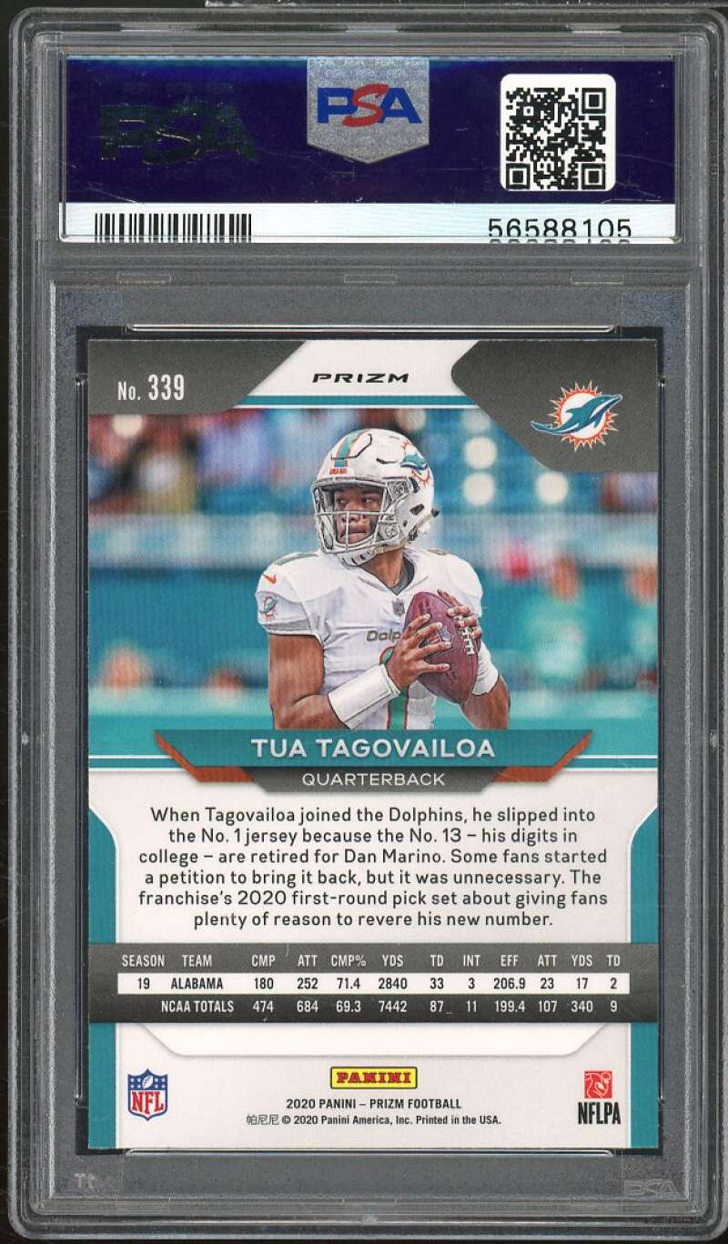 Tua Tagovailoa Rookie Card 2020 Panini Prizm Green #339 PSA 9 (look) Image 2