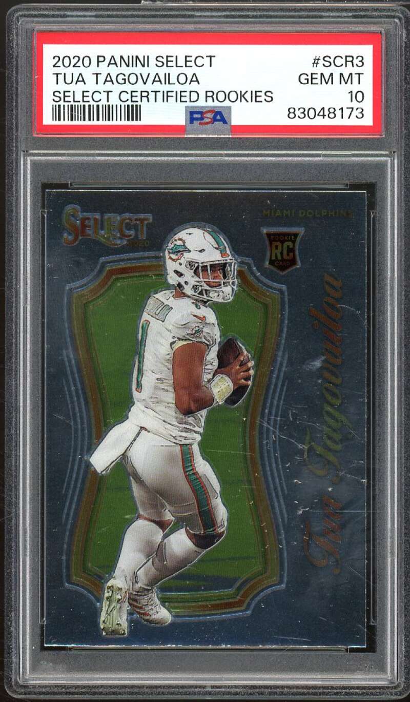 Tua Tagovailoa Rookie Card 2020 Panini Select Certified Rookies #SCR3 PSA 10 Image 1