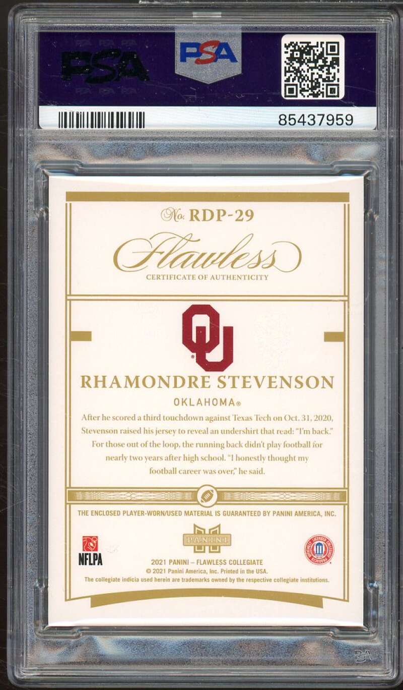 Rhamondre Stevenson Rookie 2021 Flawless Coll Rookie Dual Patches #RDP29 PSA 9 Image 2