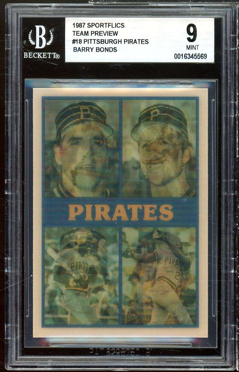 Barry Bonds Rookie Card 1987 Sportflics Team Preview #18 BGS 9 Image 1