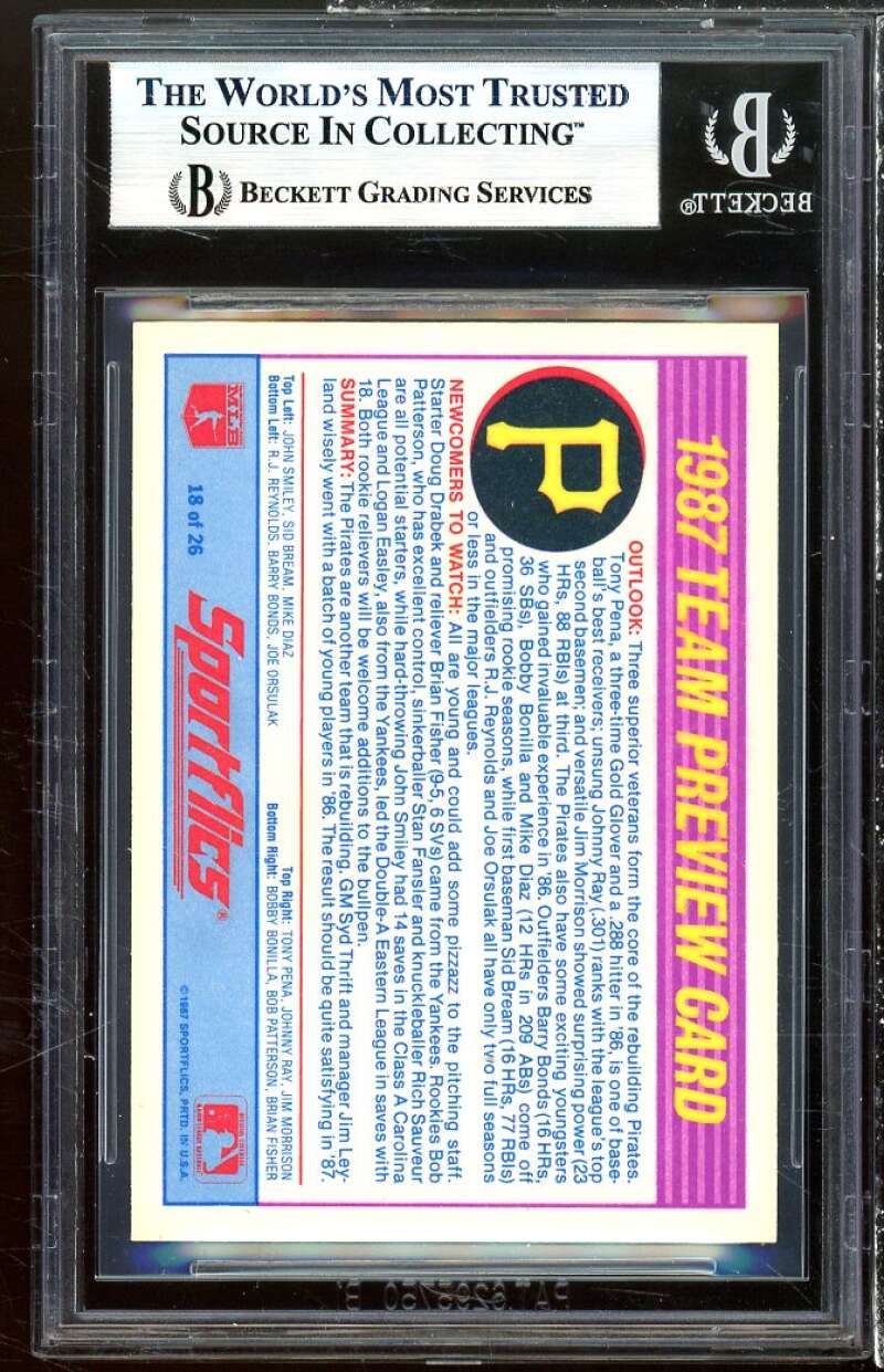 Barry Bonds Rookie Card 1987 Sportflics Team Preview #18 BGS 9 Image 2