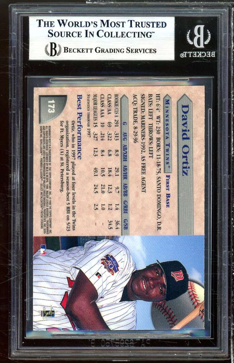 David Ortiz Rookie Card 1998 Bowman's Best #173 BGS 9 Image 2