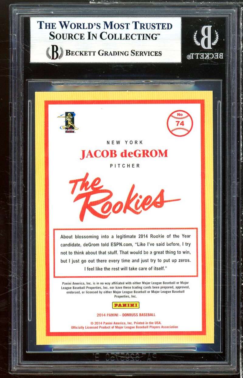 Jacob deGrom Rookie Card 2014 Donruss The Rookies #74 BGS 9 Image 2