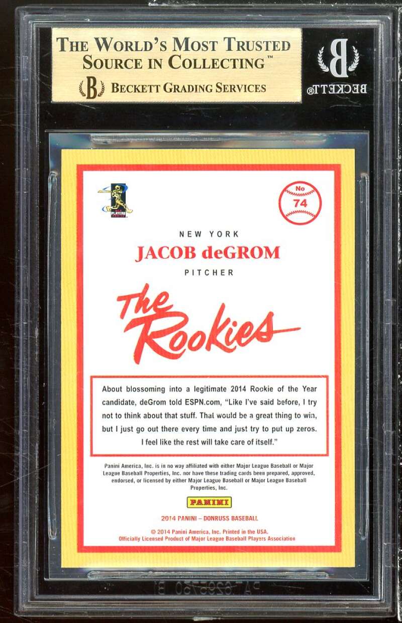 Jacob deGrom Rookie Card 2014 Donruss The Rookies #74 BGS 9.5 Image 2