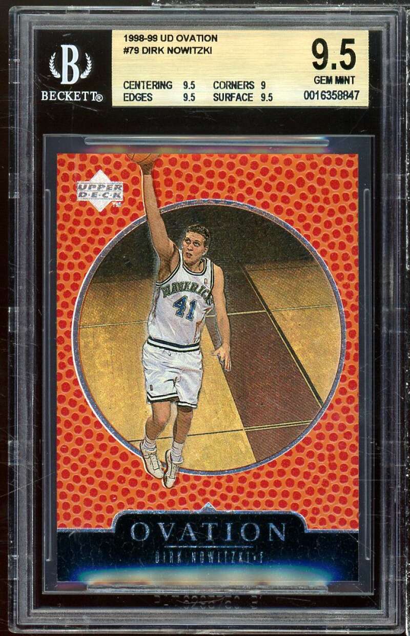 Dirk Nowitzki Rookie Card 1998-99 Upper Deck Ovation #79 BGS 9.5 (9.5 9 9.5 9.5) Image 1