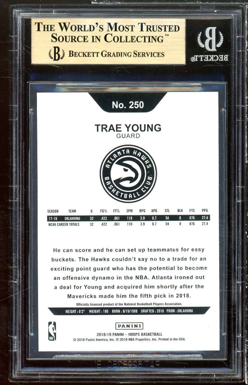 Trae Young Rookie Card 2018-19 Hoops #250 BGS 9.5 Image 2