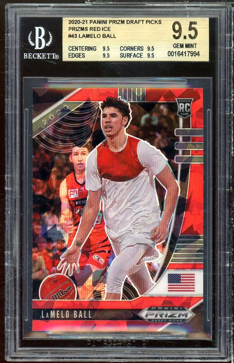 LaMelo Ball Rookie Card 2020-21 Panini Prizm DP Prizms Red Ice #43 BGS 9.5 Image 1