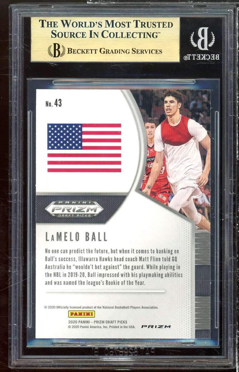 LaMelo Ball Rookie Card 2020-21 Panini Prizm DP Prizms Red Ice #43 BGS 9.5 Image 2