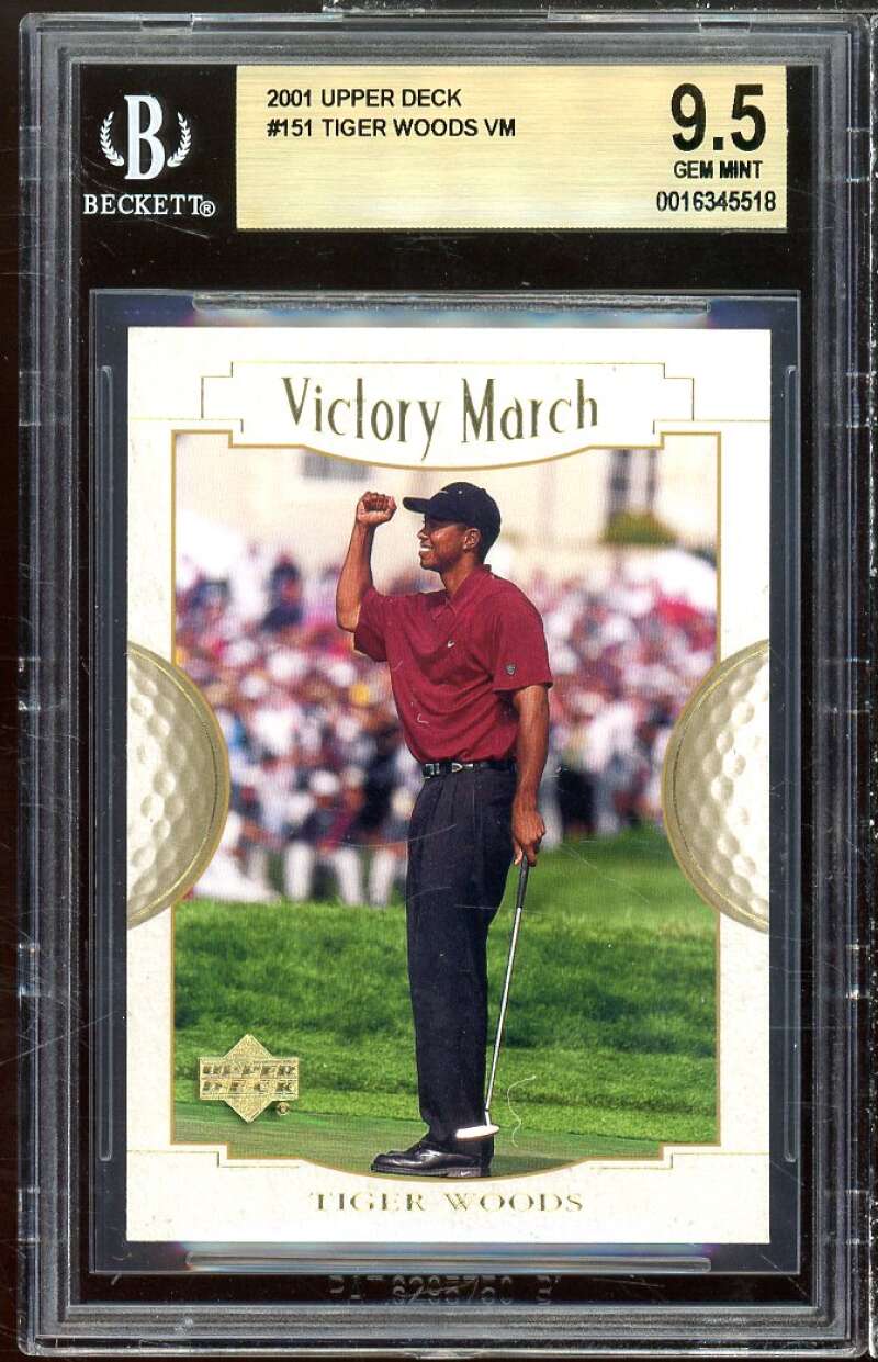 Tiger Woods Golf Rookie Card 2001 Upper Deck Victory March #151 BGS 9.5 Image 1