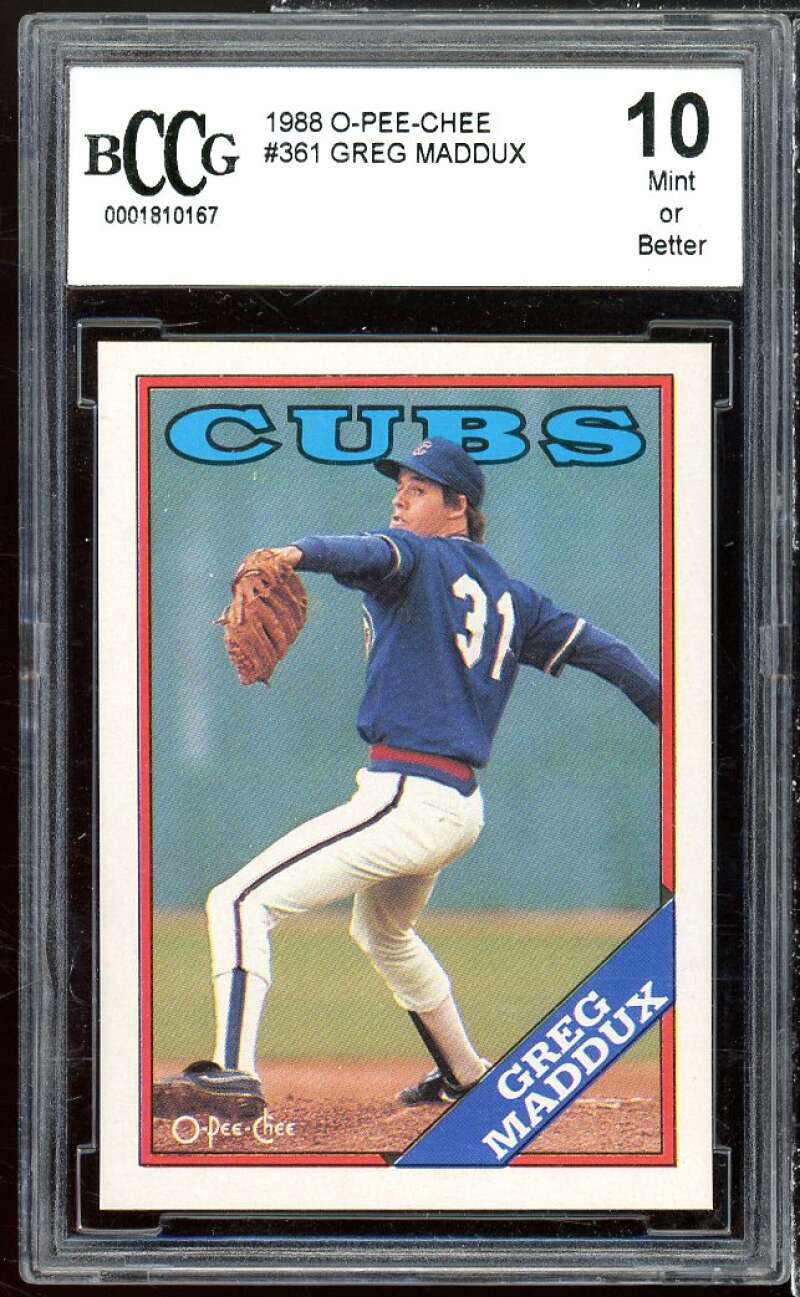 Greg Maddux Card 1988 O-Pee-Chee #361 BGS BCCG 10 Image 1