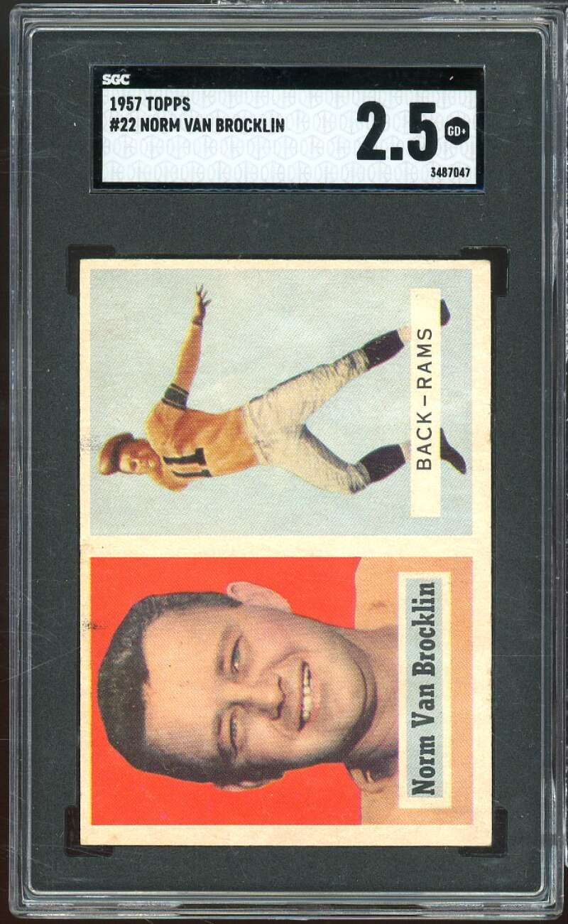 Norm Van Brocklin Card 1957 Topps #22 SGC 2.5 GOOD+ Image 1