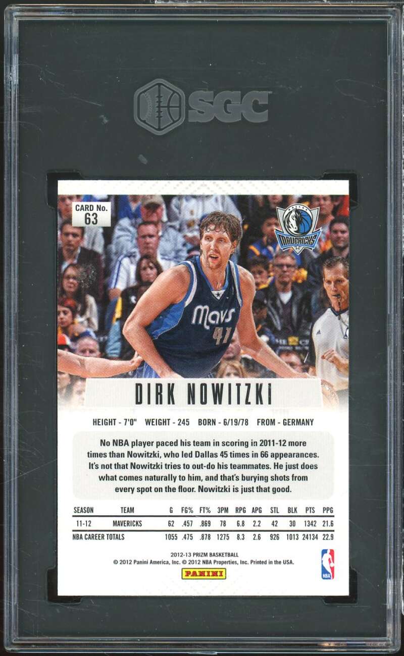 Dirk Nowitzki Card 2012-13 Panini Prizm #63 SGC 8 NM-MINT Image 2
