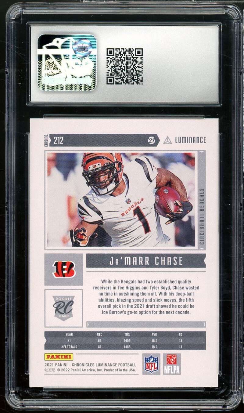 Ja'Marr Chase Rookie Card 2021 Panini Chronicles Luminance #212 CSG 9 MINT Image 2