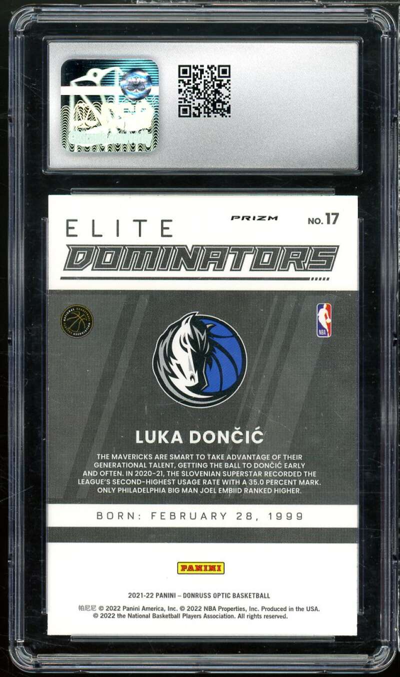 Luka Doncic Card 2021-22 Donruss Optic Elite Dominators Holo #17 CSG 9 MINT Image 2