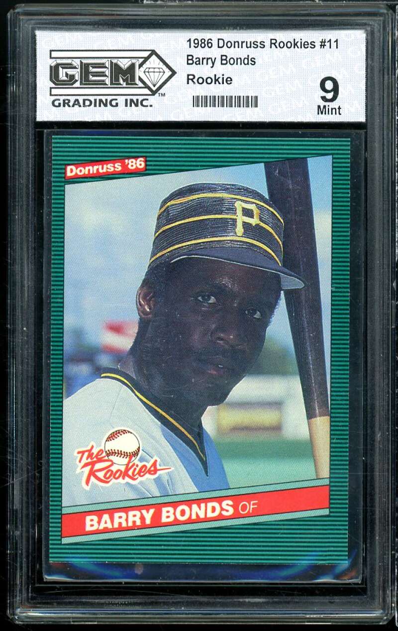 Barry Bonds Rookie Card 1986 Donruss Rookies #11 GEM GRADING 9 MINT Image 1