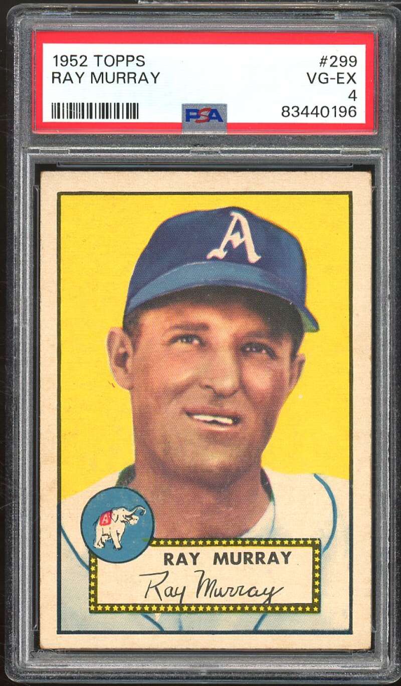 Ray Murray Rookie Card 1952 Topps #299 PSA 4 Image 1