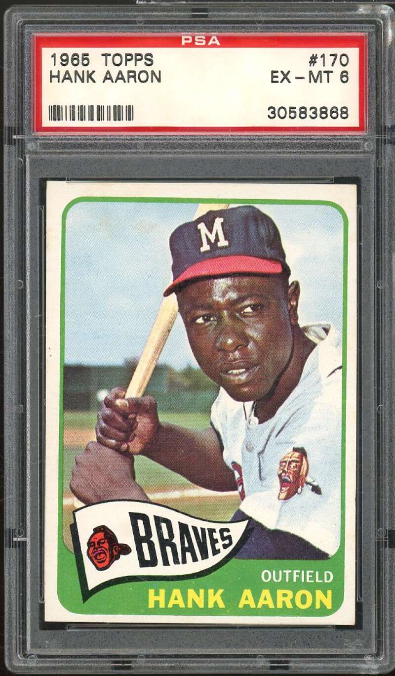 Hank Aaron Card 1965 Topps #170 PSA 6 Image 1