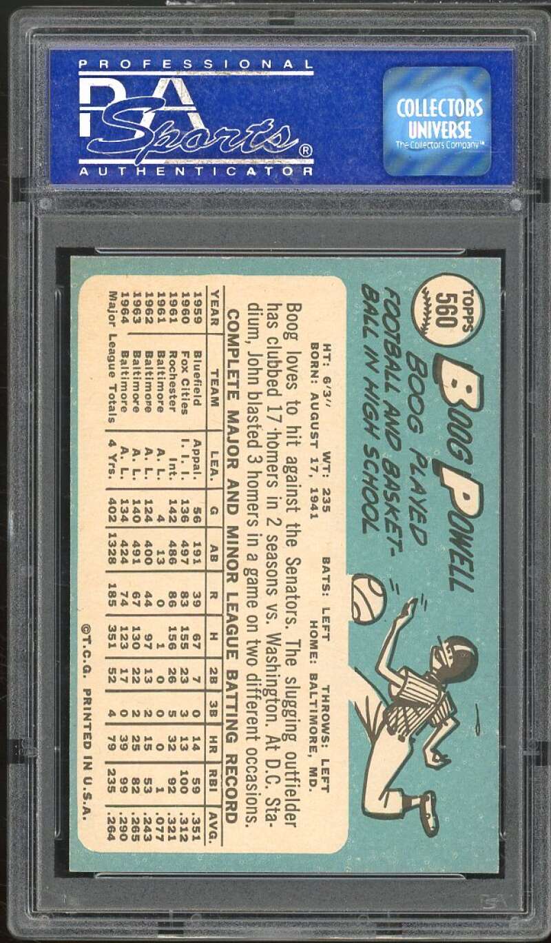 Boog Powell Card 1965 Topps #560 PSA 8 Image 2