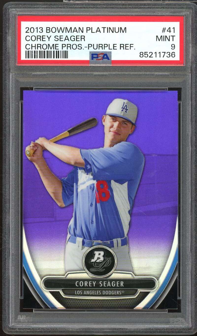 Corey Seager 2013 Bowman Platinum Chrome Pros Purple Refractor #BPCP41 PSA 9 Image 1