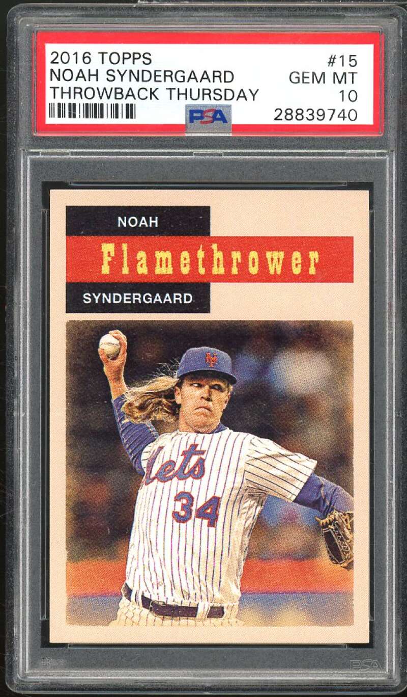 Noah Syndergaard Card 2016 Topps Throwback Thursday #15 PSA 10 Image 1