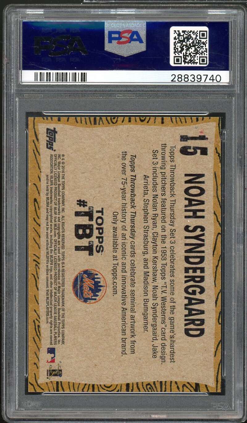 Noah Syndergaard Card 2016 Topps Throwback Thursday #15 PSA 10 Image 2