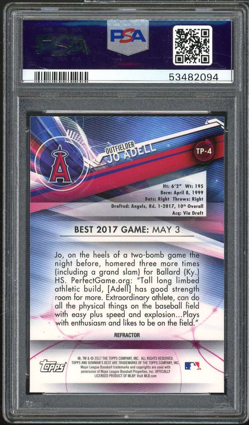 Jo Adell Card 2017 Bowman's Best Top Prospects #TP-4 PSA 10 Image 2