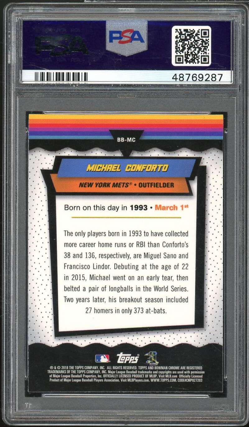 Michael Conforto Card 2018 Bowman Chrome Birthdays #BB-MC PSA 10 Image 2