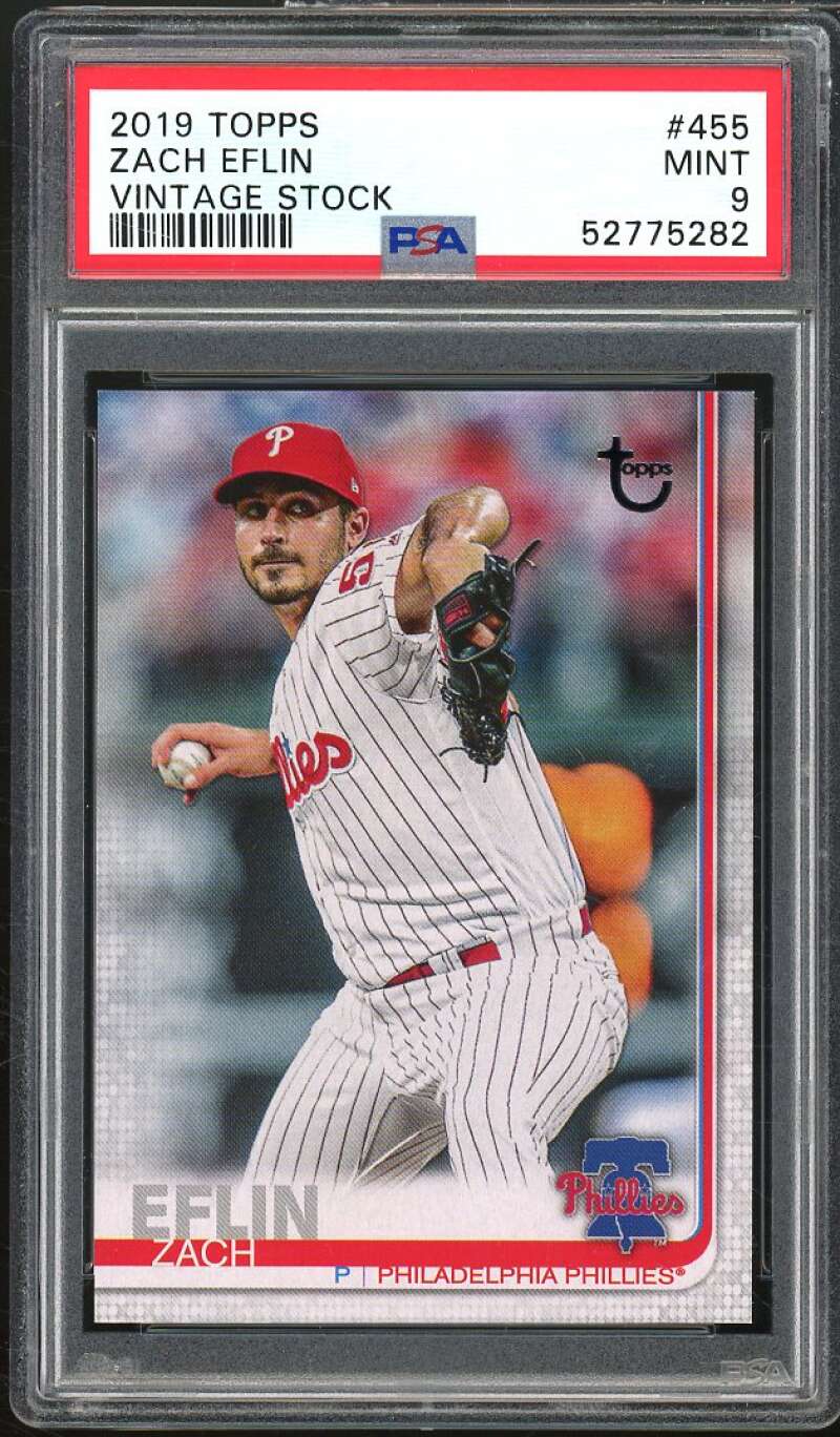 Zach Eflin Card 2019 Topps Vintage Stock #455 PSA 9 Image 1