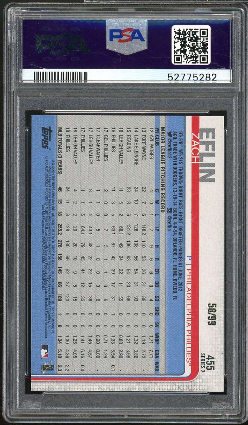 Zach Eflin Card 2019 Topps Vintage Stock #455 PSA 9 Image 2