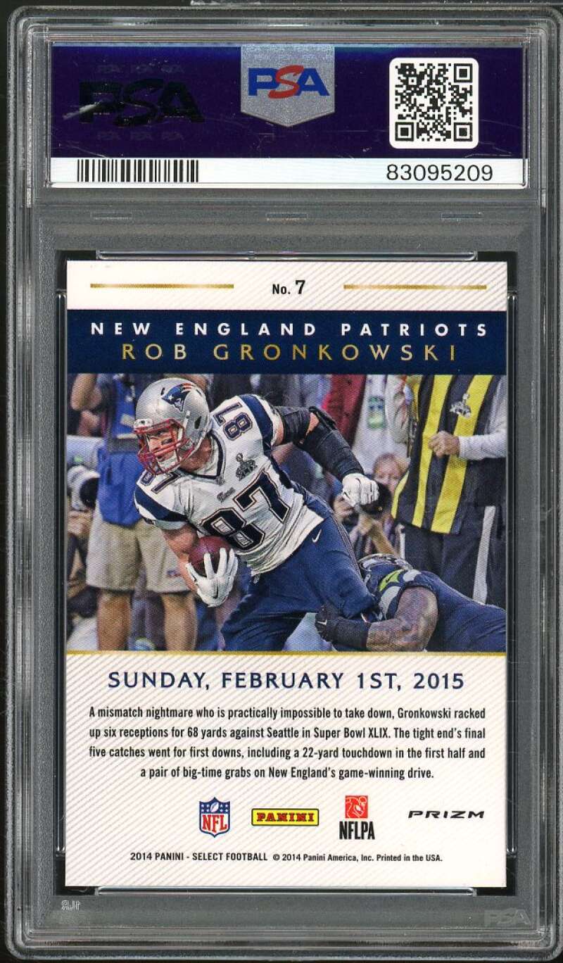 Rob Gronkowski 2014 Select Super Bowl XLIX Redemption Blue Mojo Prizm #7 PSA 10 Image 2