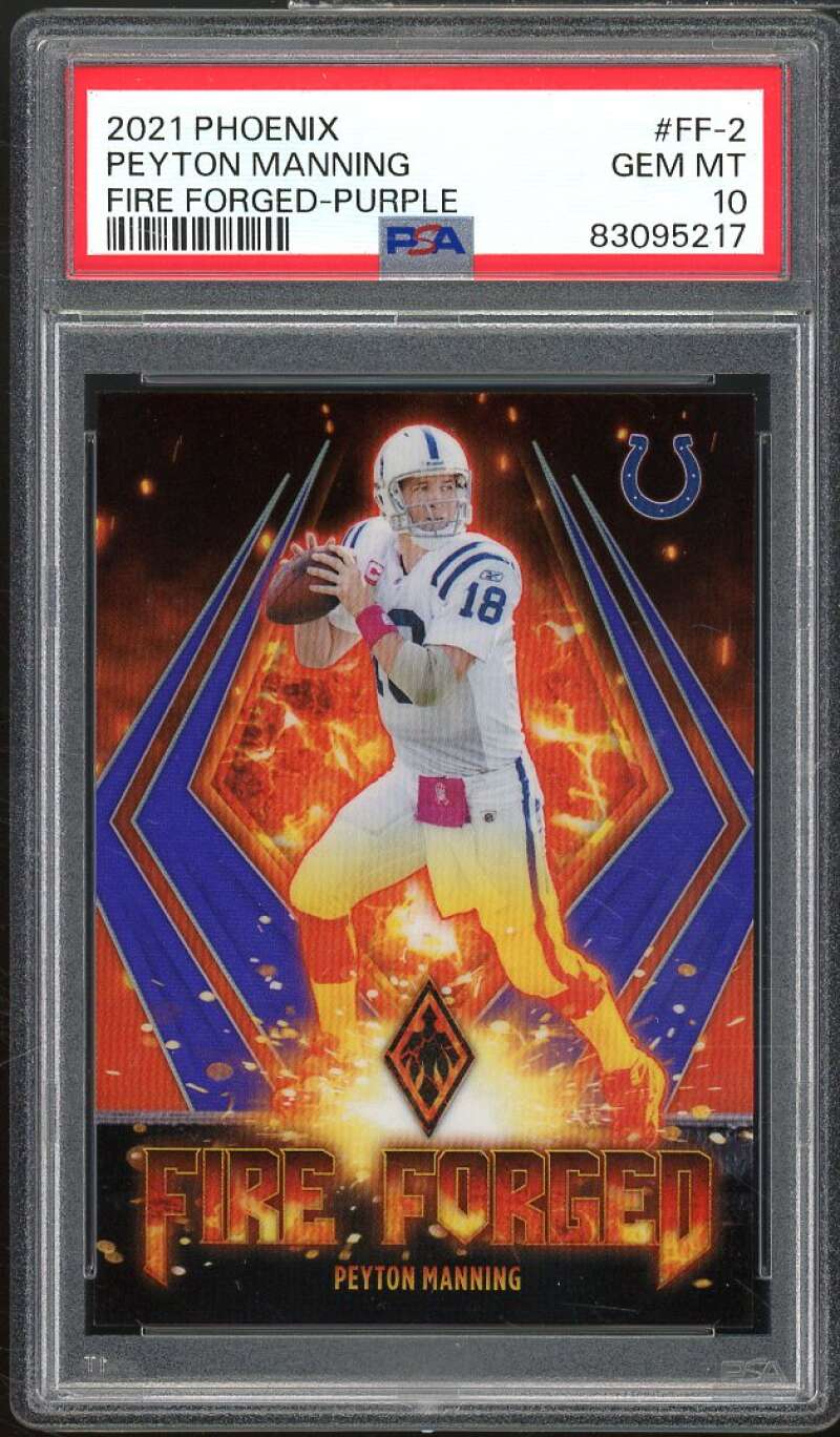 Peyton Manning Card 2021 Phoenix Fire Forged Purple #FF-2 PSA 10 Image 1