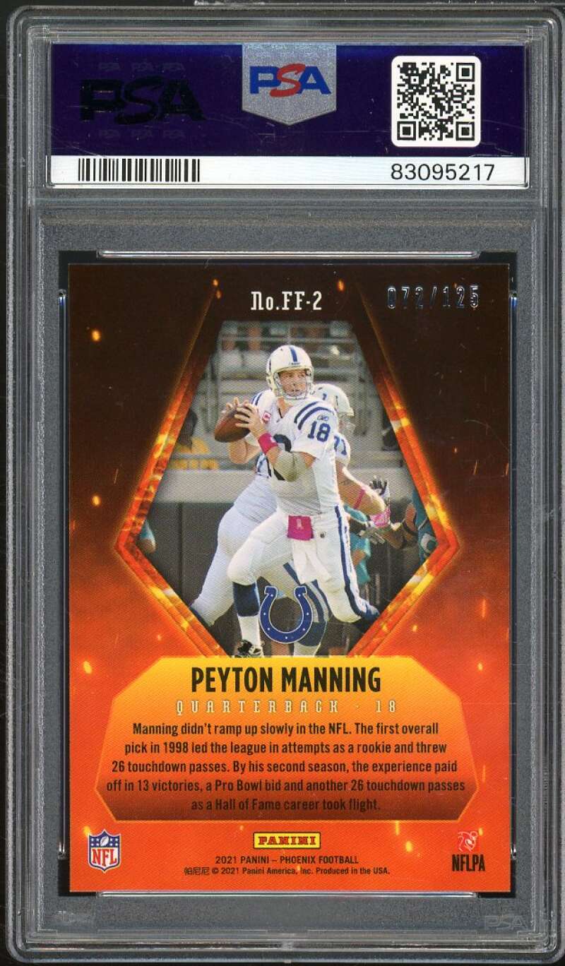 Peyton Manning Card 2021 Phoenix Fire Forged Purple #FF-2 PSA 10 Image 2