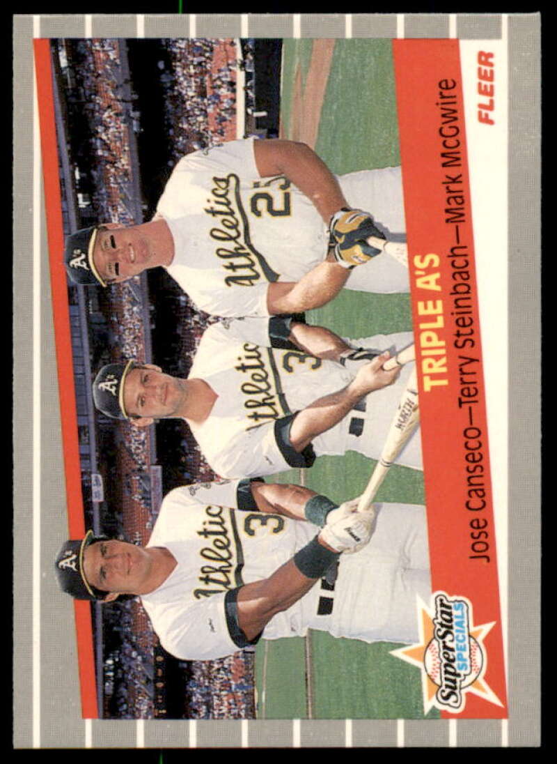 Mark McGwire/Jose Canseco/Terry Steinbach Card 1989 Fleer Glossy #634  Image 1