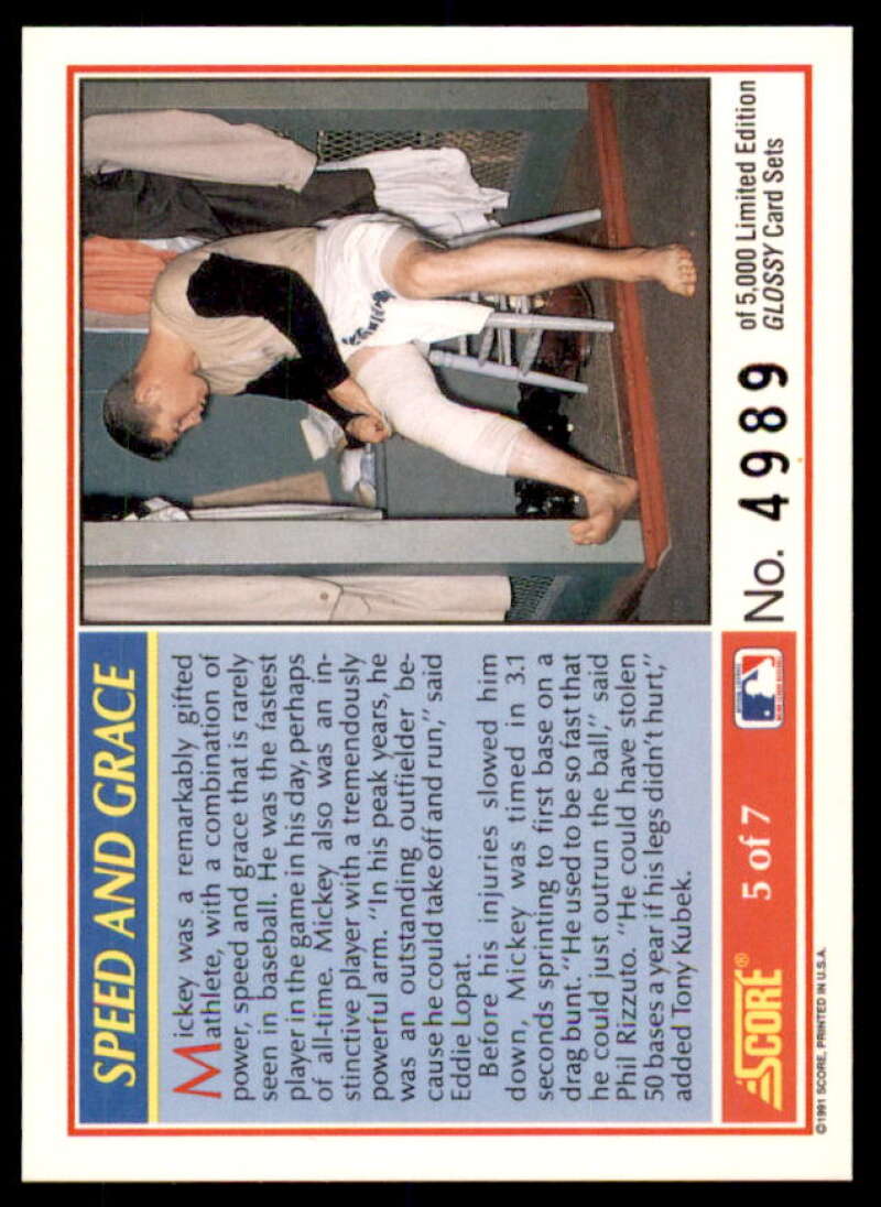 Mickey Mantle Card 1991 Score Mantle Promos #5  Image 2