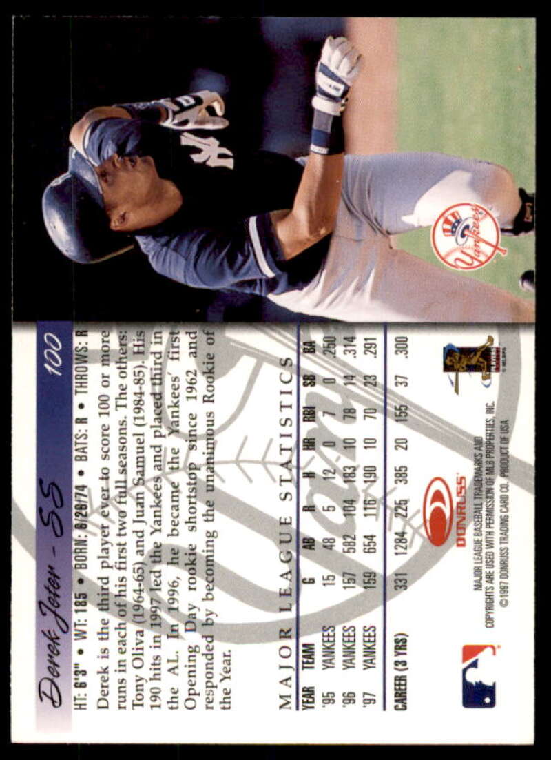 Derek Jeter Card 1998 Donruss #100  Image 2
