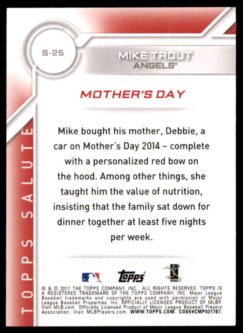 Mike Trout Card 2017 Topps Salute #S25  Image 2