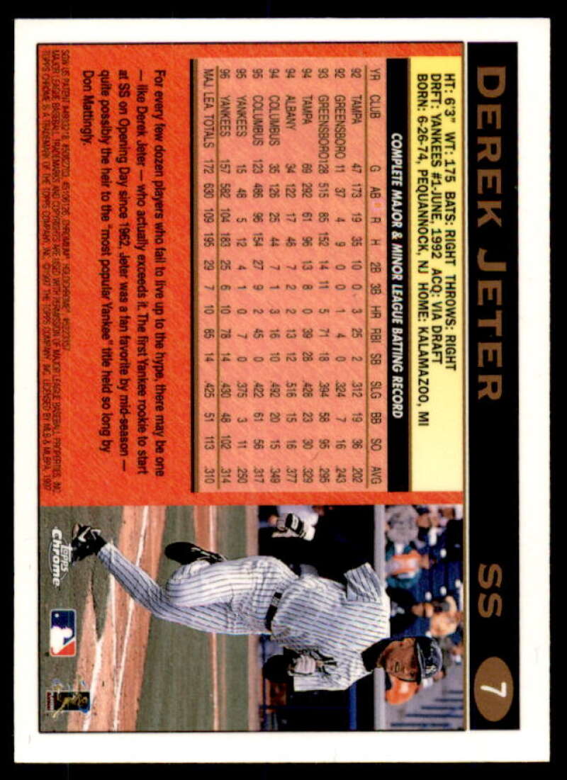 Derek Jeter Card 1997 Topps Chrome #7  Image 2