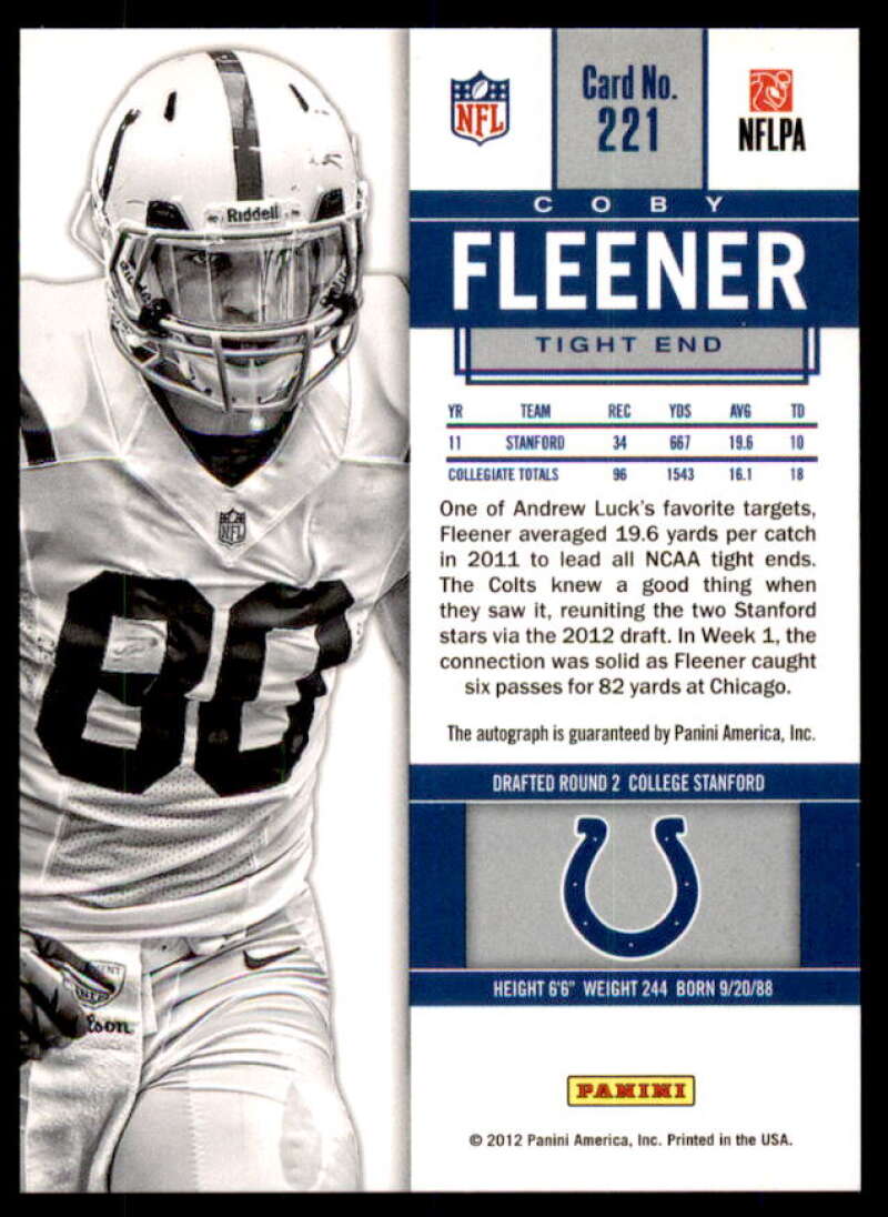 Coby Fleener AU Rookie Card 2012 Panini Contenders #221A  Image 2