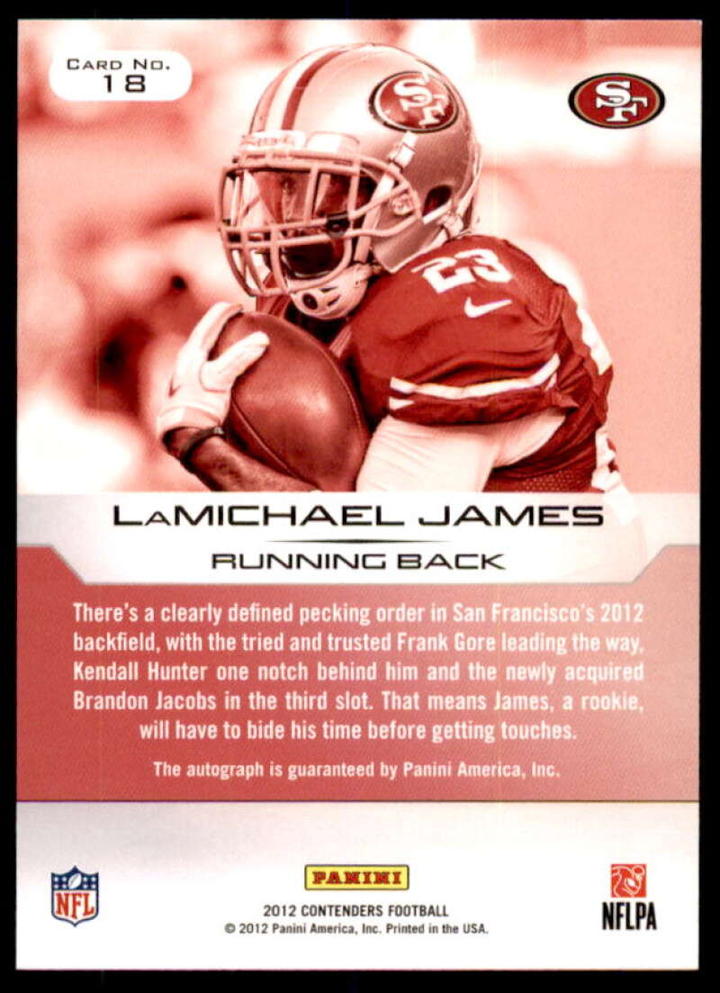 LaMichael James Rookie Card 2012 Panini Contenders Rookie Ink #18  Image 2