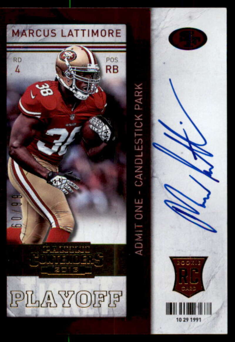 Marcus Lattimore AU Rookie Card 2013 Panini Contenders Playoff Ticket #223B  Image 1