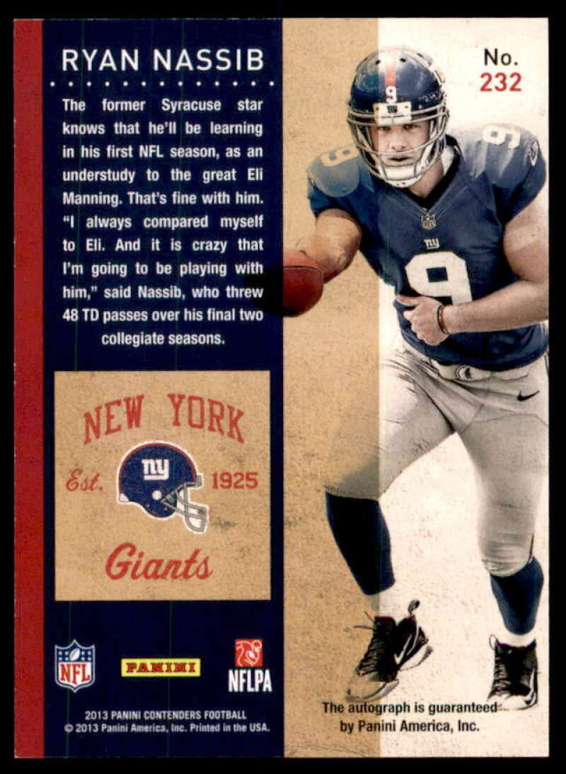 Ryan Nassib AU SP Rookie Card 2013 Panini Contenders #232B  Image 2