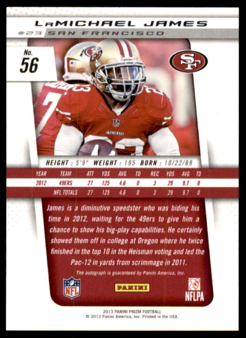 LaMichael James Card 2013 Panini Prizm Autographs #56  Image 2