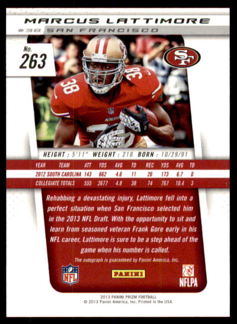 Marcus Lattimore Rookie Card 2013 Panini Prizm Autographs #263  Image 2