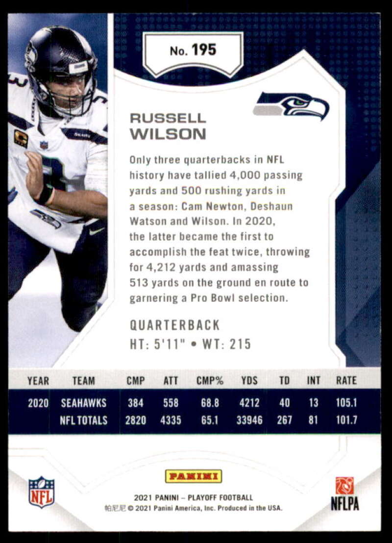 Russell Wilson Card 2021 Playoff 4th Down #195  Image 2