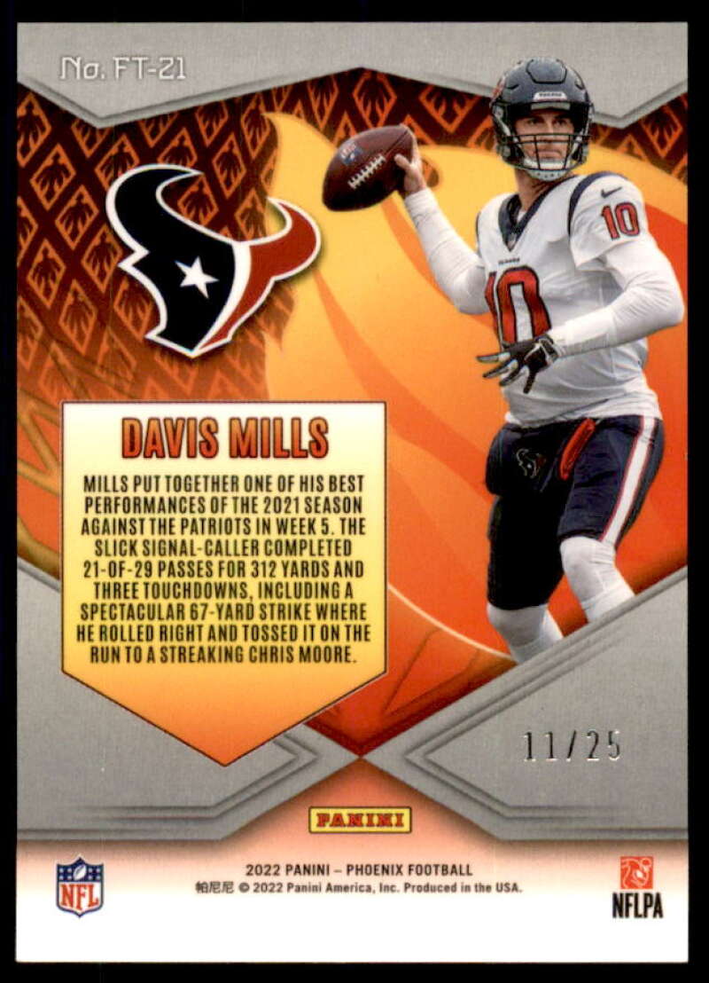 Davis Mills Card 2022 Panini Phoenix Flame Throwers Green #21  Image 2