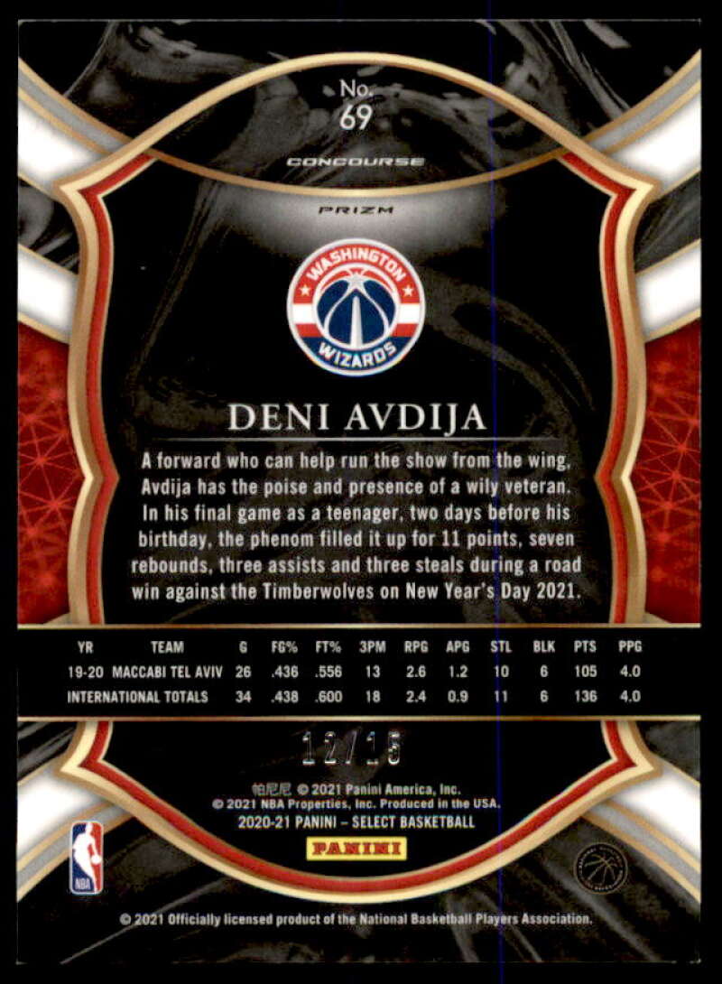 Deni Avdija Rookie Card 2020-21 Select Prizms Disco #69  Image 2