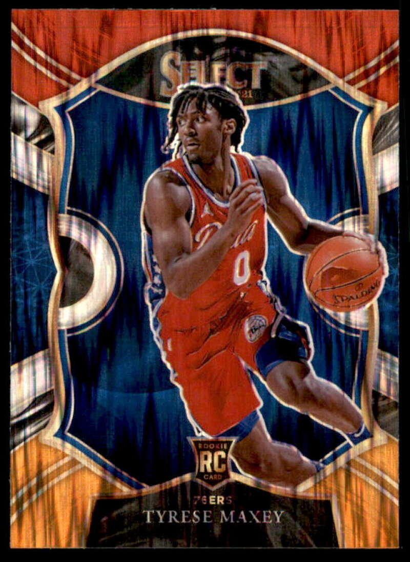 Tyrese Maxey Rookie Card 2020-21 Select Prizms Red White Orange Flash #81  Image 1