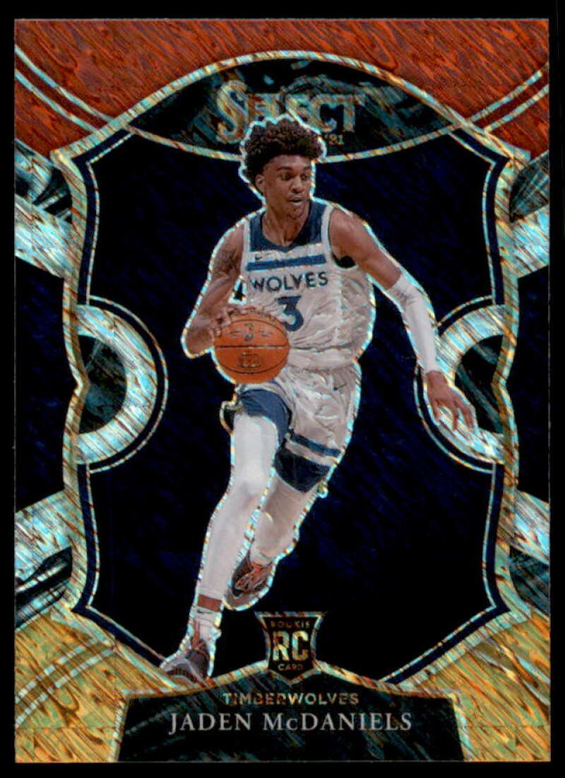 Jaden McDaniels Rookie Card 2020-21 Select Prizms Red White Orange Shimmer #88  Image 1