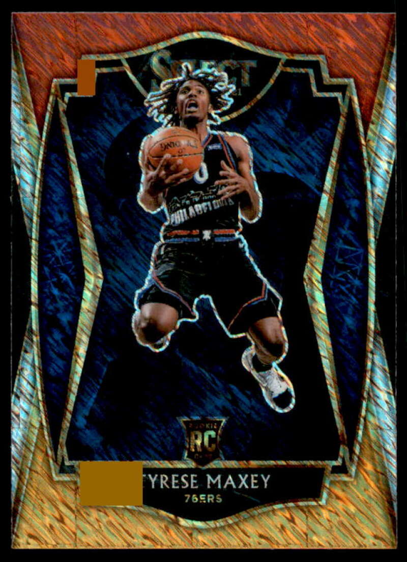 Tyrese Maxey Rookie Card 2020-21 Select Prizms Red White Orange Shimmer #174  Image 1